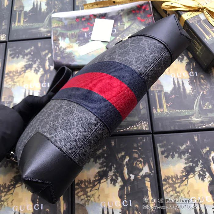 GUCCI古馳 新款 523603黑pvc黑皮 歐洲正品原單 高級人造環保材料 進口牛皮 男士手拿包  ydgq3270